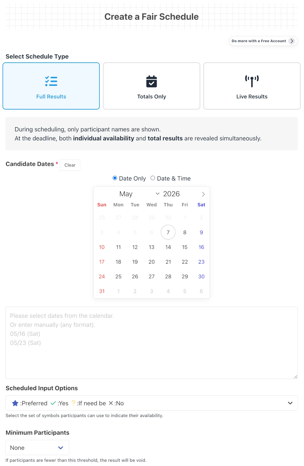 Schedule Room Creation Screen