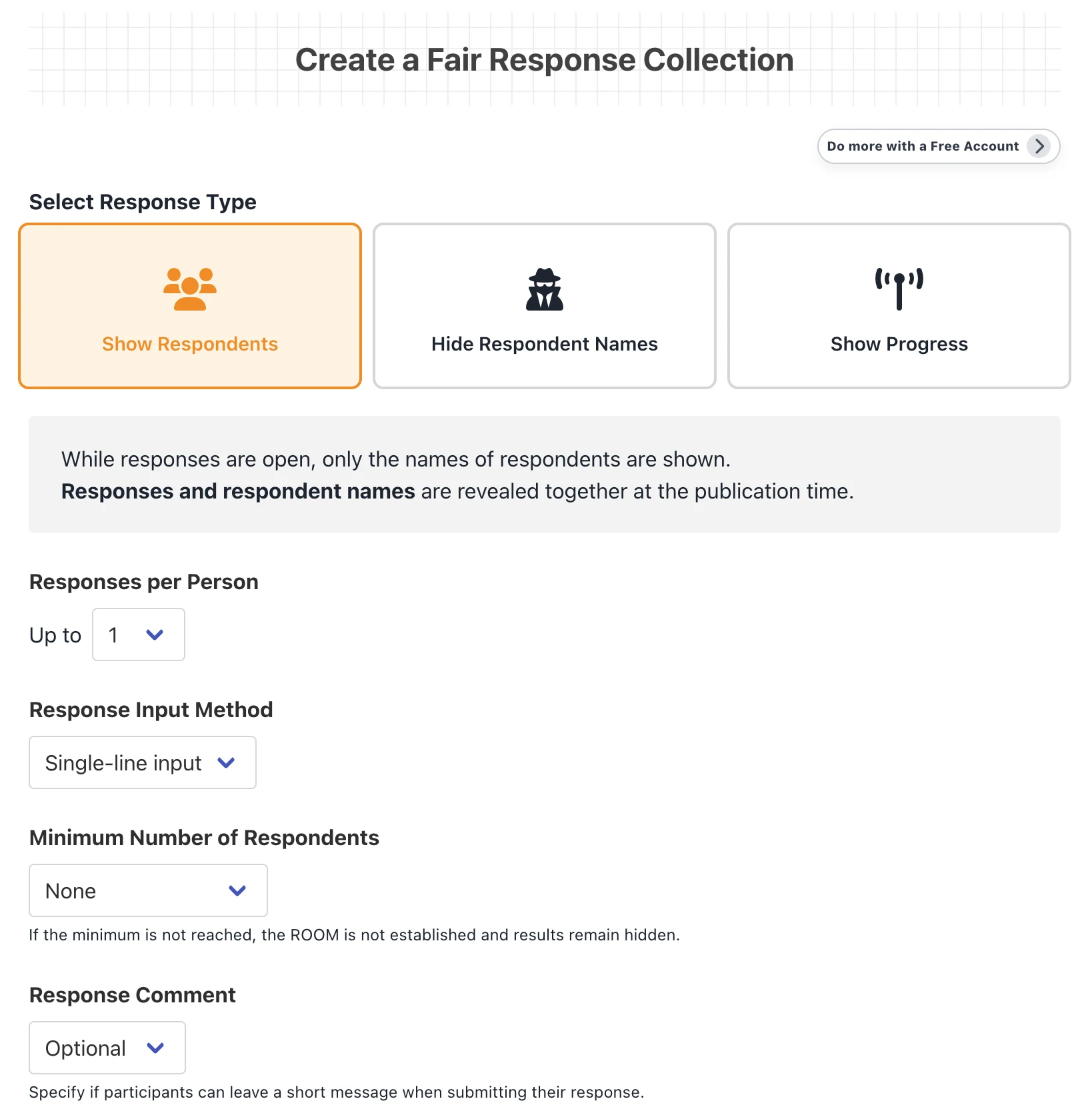 Response Room Creation Screen
